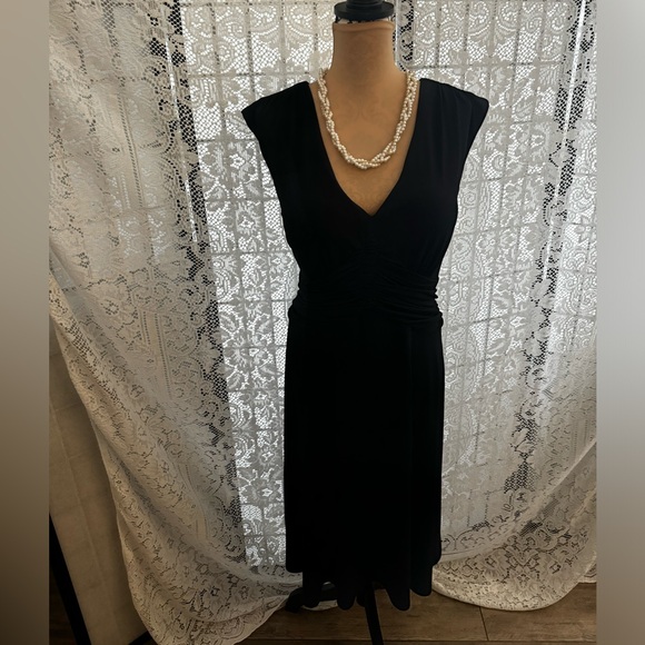 Vintage Collection Black Dress V-Neck with 3/4 Sleeve Bolero Jacket Sz 14w EUC - Picture 14 of 16